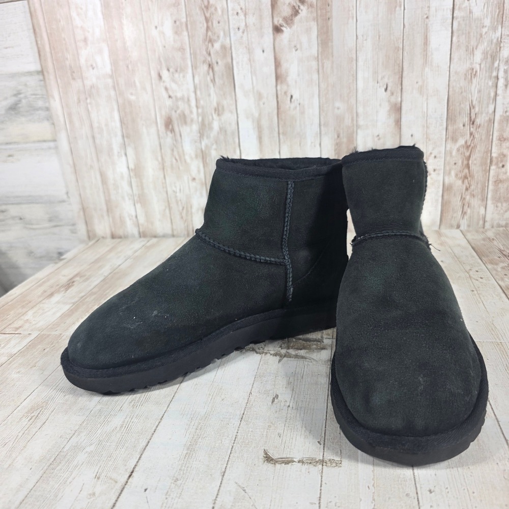 UGG Classic Mini II Black Suede‎ Sheepskin Ankle Boots 1016222 Womens 8 - Picture 5 of 8